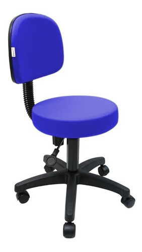 Cadeira Mocho Nice Azul Para Maca De Estética Base Preta