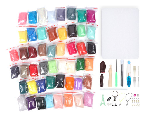 Kit De Fieltro De Lana Con Aguja, 50 Colores, Suministros De