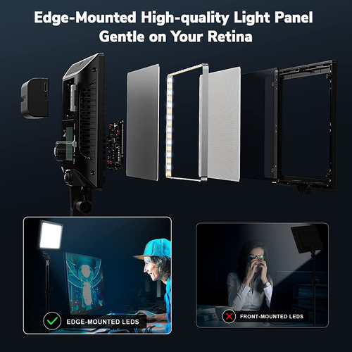 Panel De Luz De Video Led D20 Con Pantalla Lcd, 16 W, B...