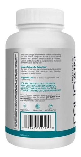 Imagen 2 de 3 de Estimulante Regenerador Foligain 120 Tabs Unisex