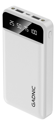 Cargador Portátil Gadnic Power Bank 20000 Mah Ultraliviano Color Blanco