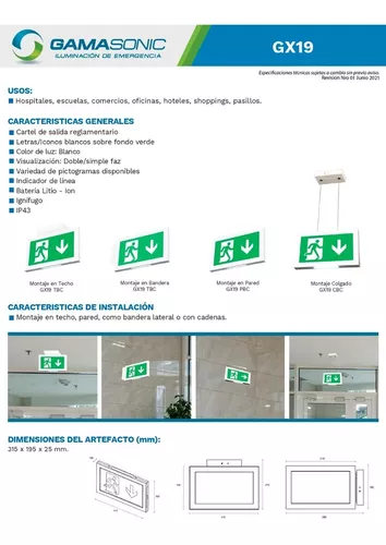 Cartel Salida De Emergencia Luminoso Led Gamasonic Gx05cspse – Lummina