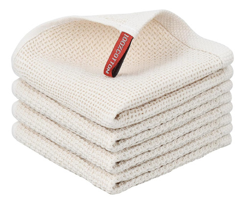 Toalla De Cocina 100% Algodón Con Tejido De Gofre (beige, 12