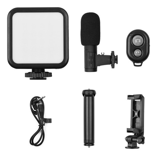 Kit De Grabación Vlog Luz De Video Led+super Cardioide