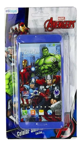 Celular Infantil Com Som Avengers Marvel Brinquedo Azul