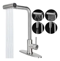Comprar 4 En 1 Llave Mezcladora Para Fregadero Llave De Agua Cocina Grifería De Cocina Monocomando Canilla Griferías Convencionales Mezcladora Para Fregadero Flexible Llave Cocina Puede Sacar Plateado Mate