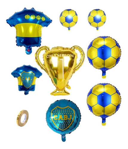 Set Globos Boca Con Trofeo Camiseta Y Cinta