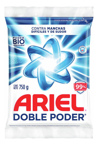 Detergente En Polvo Ariel Doble Poder 10 unidades de 750gr