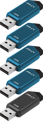 Pny Retract Usb 2.0 Flash Drive Pack 5 Unidad Gris Azul O
