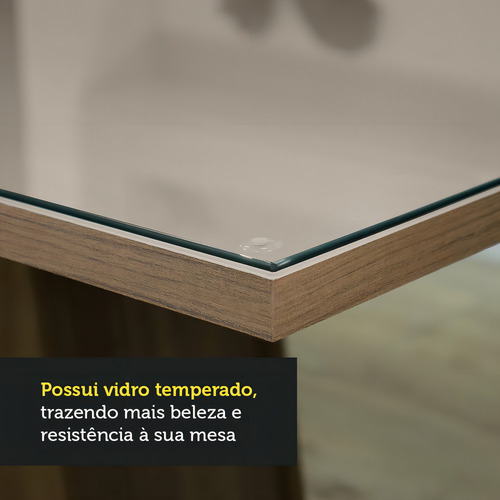 Juego Comedor Mesa Tapa Vidrio 6 Sillas Alexis Madesa Color Marron/Crema/Imperial