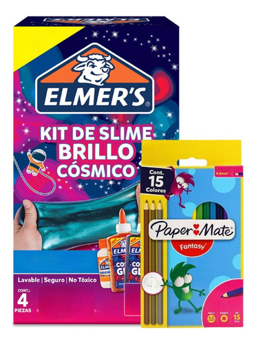 Kit De Slime Elmer´s Brillo Cosmico Lavable 