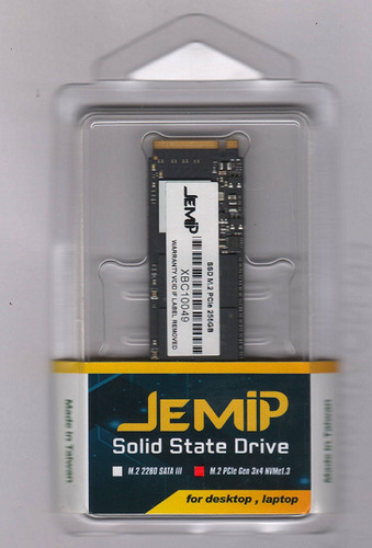 Disco Duro Estado Solido Jemip 256gb M.2 Nvme Gen3x4 1.3 