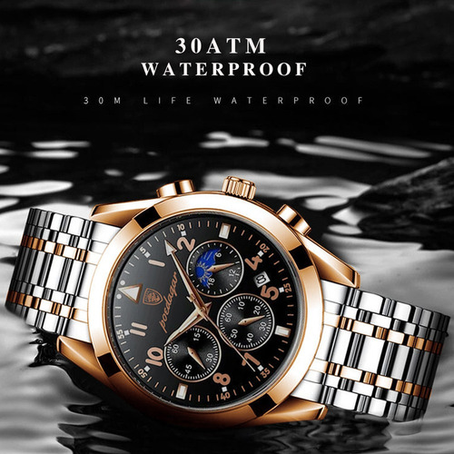 Reloj Poedagar Classic Calendar De Cuarzo Inoxidable
