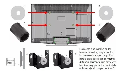 Imagen 3 de 6 de Soporte Base Pared Tv De 13 24 32 40 42 43 50 55 65 Pulgadas