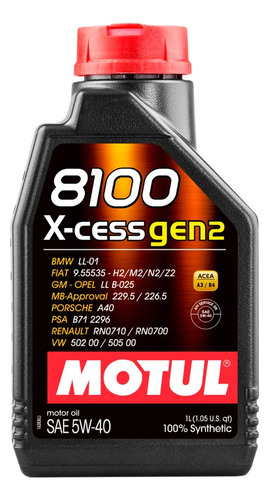 Aceite Sintetico Motul 5w40 8100 X-cess Gen 2