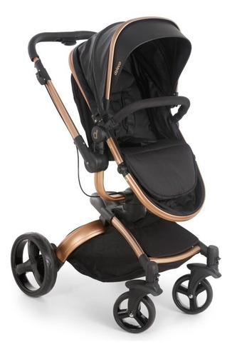 Carrinho De Bebê Travel System Dzieco Vulkan Preto /dourado Chassi Dourado