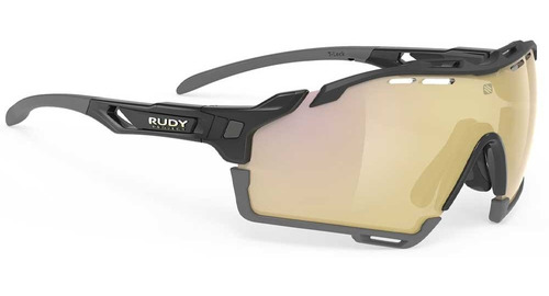 Oculos Rudy Project Cutline Preto Lente Espelhada Dourada