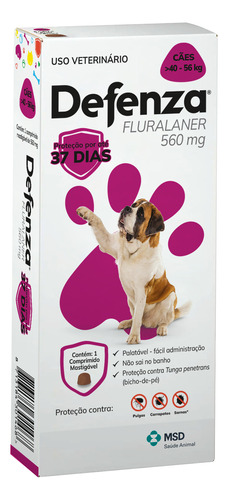 Defenza Antipulgas E Carrapatos Para Cães De 40 A 56 Kg Comp