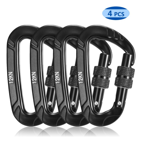 4 Pcs 12kn Torção Locking Carabiner Snag Livre Mosquetão