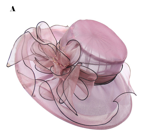 Sombrero De Playa Con Protección Solar Y Flor Para Mujer