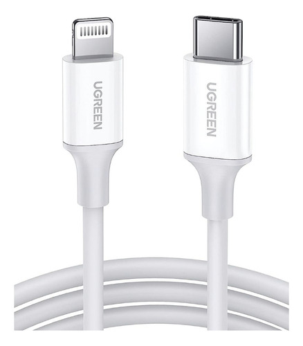 Cable Ugreen USB-C a Lightning Mfi, 1 metro, color blanco