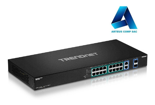 Trendnet Tpe-tg182, Switch Poe 16 Puertos Gigabit 2sfp, 240w