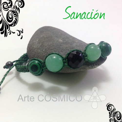 Pulsera Sanación Con Piedras Naturales Cuarzo Verde Malaquit