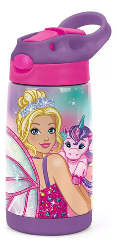 Garrafa De Alumínio 500ml Barbie - Luxcel Cor Lilás