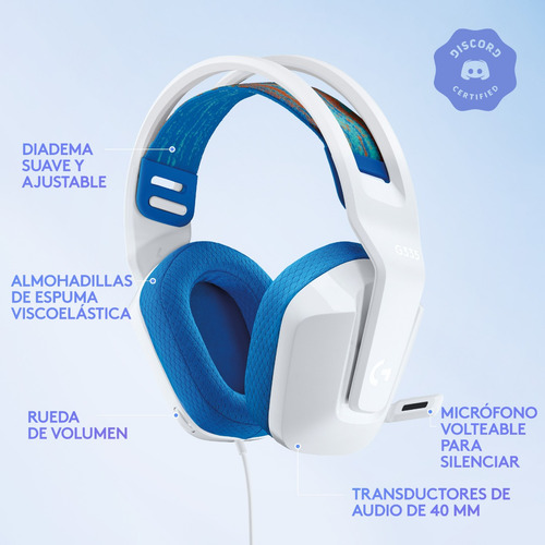 Auriculares G335 Con Micrófono Y Cable Gaming Logitech G Color Blanco