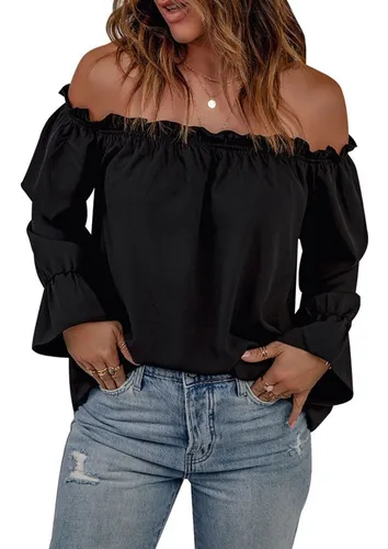 Blusa Dama Elegante Olanes Manga Larga Offshoulder