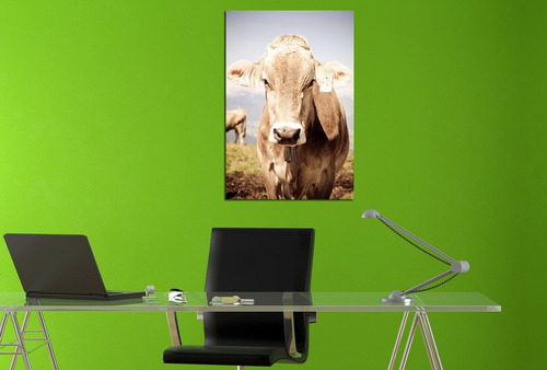 Cuadro 60x90cm Vaca Animales Campo Pasto Funny M9