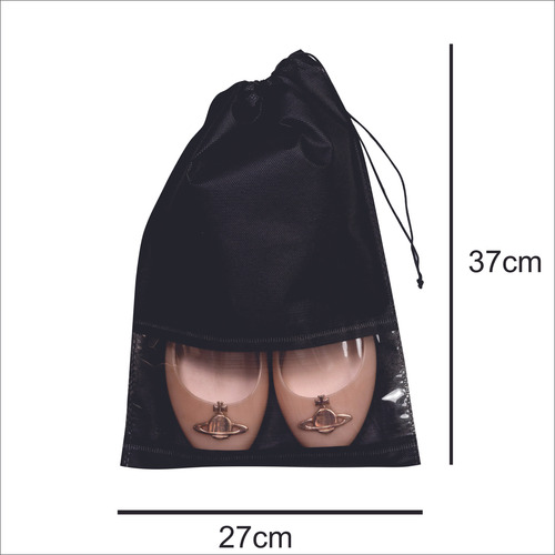 Kit 20 Uni Sacos Para Sapato Com Visor Em Tnt Liso, 27x37 Palha