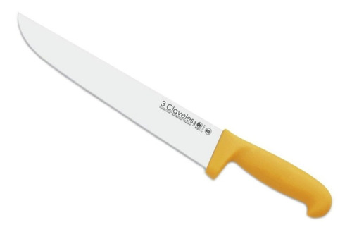 Cuchillo Carnicero Tres Claveles Mango Plast Amarillo 25 Cms