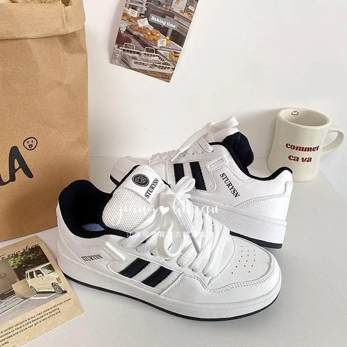 Zapatillas Blancas Con Parte Superior Baja, Zapatos Deportivos Casuales Para Mujer