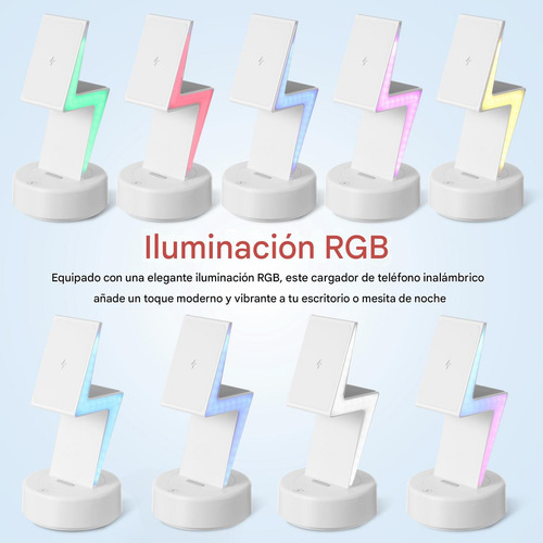 3 En 1 Cargador Inalãmbrico Con Luz Rgb Para iPhone 12-16