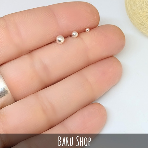 Imagen 4 de 8 de Pack Aritos Abridores Plata 925 Bolita 1mm 2mm Y 3 Mm