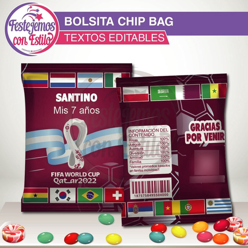 Imprimible Bolsita Chip Bag Mundial Qatar Textos Editables