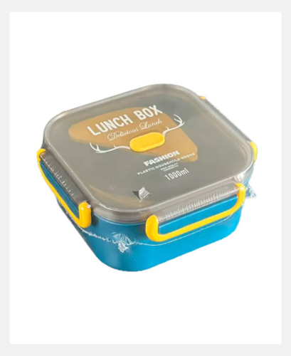 Lunchera Vianda Termica Camping Viajes Con Cubiertos Plastic Azul