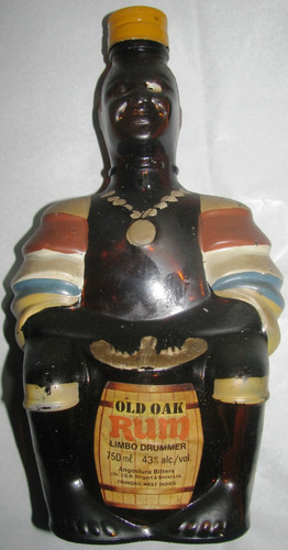 Botella Antigua Rum Old Oak De Trinidad Hombre Con Tambor