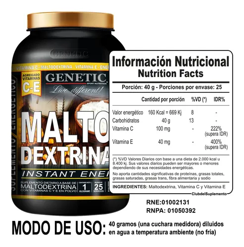 Masa Muscular Energia Proteina Fase 1 Maltodextrina Genetic