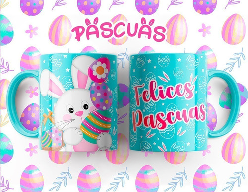 Plantillas Sublimación Tazas - Conejio De Pascua Vol.5