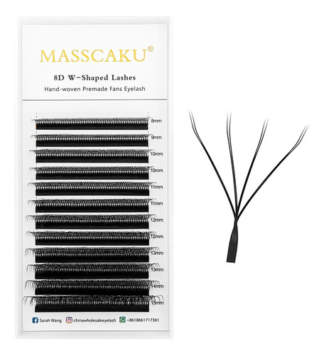Extensiones De Pestañas Masscaku 8dw Con Puntas Dobles, Mezc