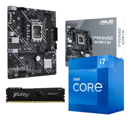 Kit Intel 12ª Geração I7 12700 C/ Vídeo Integrado H610 32gb