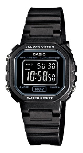 Reloj pulsera digital Casio LA-20 con correa de resina color negro