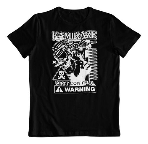 Polera Negra Dtf Algodon Kamikaze Girls Ilustracion Arte 