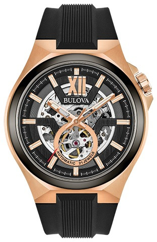 Reloj Bulova Para Hombre 98a177 Automático Negro Y Oro