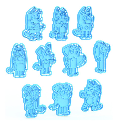 Set 10 Cortadores De Dibujos Animados Bluey 8 Cm 