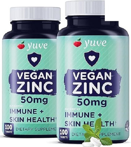 Yuve Vegan Zinc 50mg Salud Inmune Y De La Piel 100 Tabletas