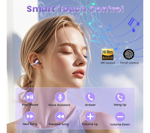 Auriculares Bluetooth Abiertos Tipo Clip M108 Con Cápsula Esférica, Enc De Cancelación De Ruido, Resistentes Al Agua/sudor, Control Por Voz Y Baja Latencia Para Gaming