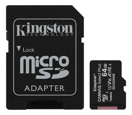 Memoria Micro Sd Kingston 64 Gb Canvas Select Clase 10 A1
